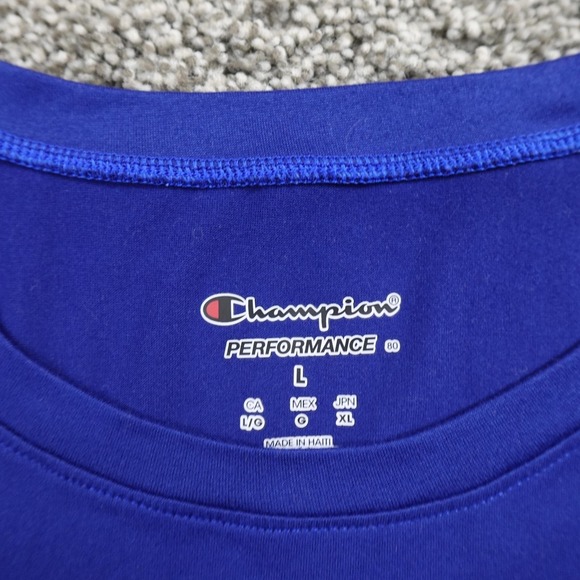 Champion Shirt Mens L Blue Performance Athletic Short Sleeve Workout Gym Run Tee - Picture 5 of 11
